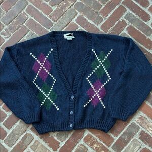 Vintage Oversized Slouchy Academia Preppy Cardigan Sweater Knitted